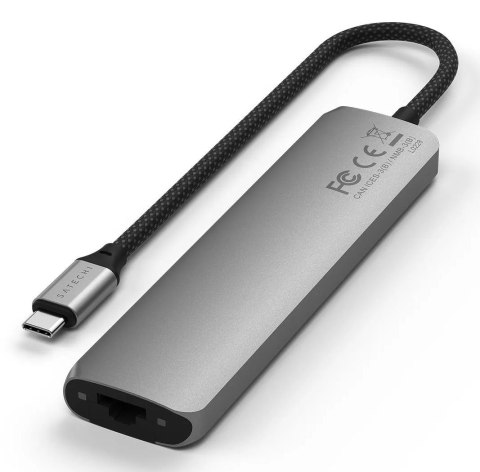 Wieloportowa przejściówka Satechi 7-w-1 USB-C Slim z Ethernetem - gwiezdna szarość