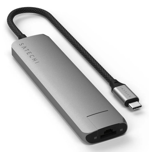 Wieloportowa przejściówka Satechi 7-w-1 USB-C Slim z Ethernetem - gwiezdna szarość