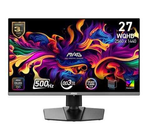 MSI Monitor MAG 272QP QD-OLED X50/26.5 cala/QD-OLED/WQHD/Flat/500Hz/Black