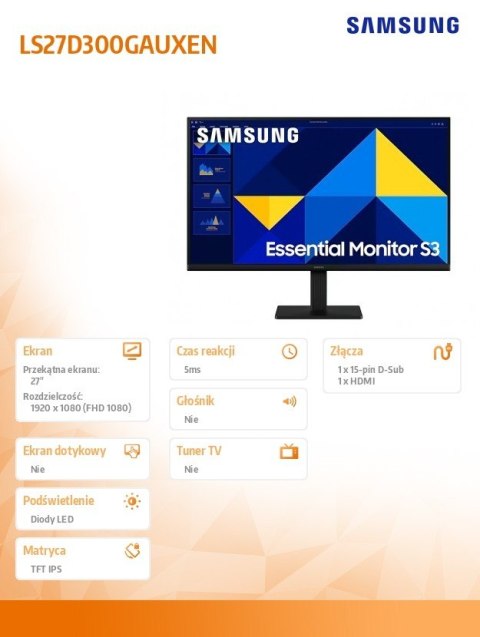 Samsung Monitor 27 cali LS27D300GAUXEN