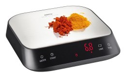 Elektroniczna waga kuchenna GEFU PREZISO czarna, stal nierdzewna, Blat prostokąt