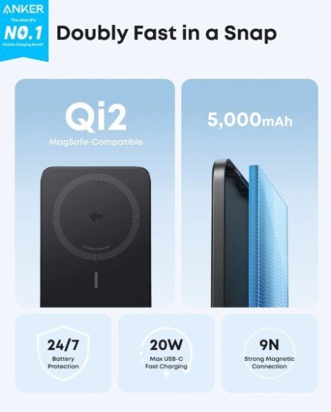 Anker PowerBank Nano 5k mAh slim czarny