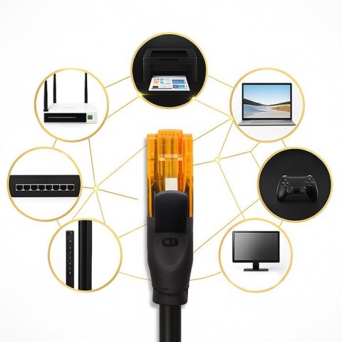 Qoltec Kabel patchcord UTP | kat.6 | 2 x RJ-45 | High speed 1Gb/s | Pozłacane styki | 10m | Czarny