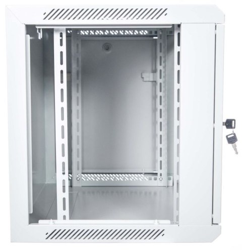 Szafa krosowa wisząca n/dz 19" 9U S/600 G/450 szary, drzwi metalowe, zdejmowane panele boczne