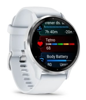 Garmin Venu 3 z czujnikiem tętna HRM Elevate Ox (srebrna ramka / kamiennobiała koperta / kamiennobiały pasek)