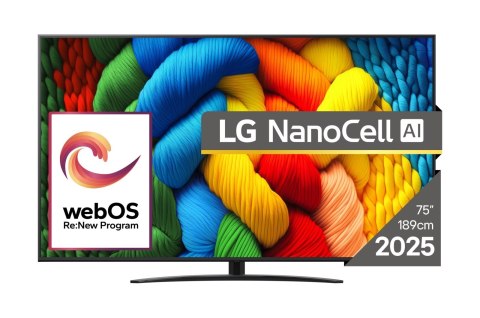 Telewizor LG NanoCell 75NANO81A3A 75" 4K Ultra HD WebOS Dolby Digital DVB-T2 Czarny