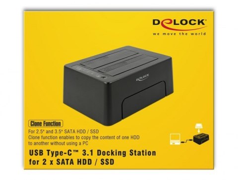 Delock USB Type-C 3.1 Stacja dokująca na 2 x SATA HDD / SSD