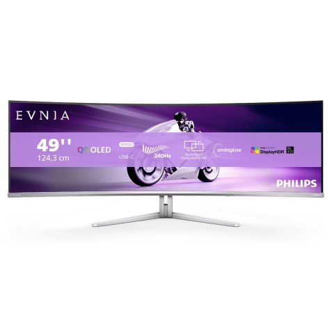 Philips Evnia 8000 49M2C8900/00 monitor komputerowy 124,2 cm (48.9") 5120 x 1440 px Dual QHD QDOLED Biały