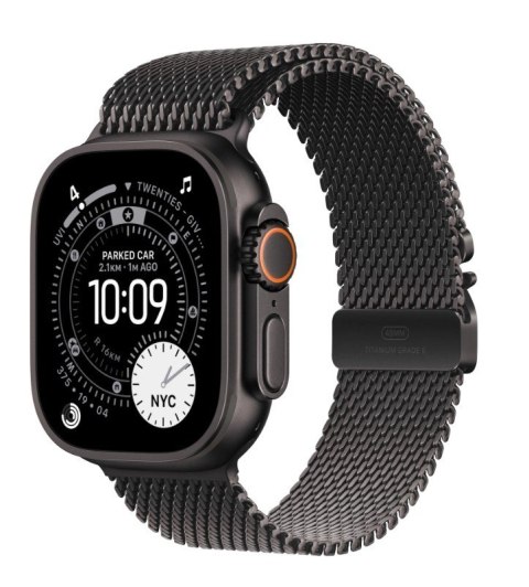 Apple Watch Ultra 3 GPS + Cellular, koperta 49 mm z tytanu w kolorze czarnym, bransoleta mediolańska z tytanu w kolorze czarnym - rozm