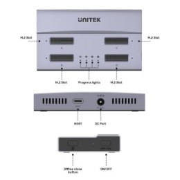 Replikator - Unitek USB4 4-kieszeniowa stacja dokująca/ klonująca M.2 SSD