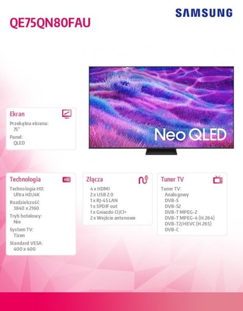 Samsung Telewizor QLED 75 cali QE75QN80FAUXXH