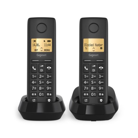 Gigaset PURE 100 duo Telefon analogowy/DECT Nazwa i identyfikacja dzwoniącego Czarny