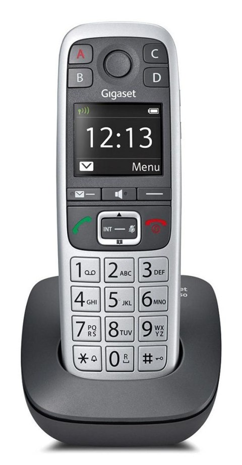 Telefon Gigaset E560 z systemem DECT, identyfikacja dzwoniącego, Czarny, Srebrny