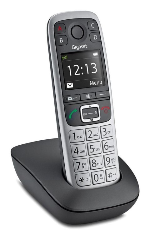 Telefon Gigaset E560 z systemem DECT, identyfikacja dzwoniącego, Czarny, Srebrny