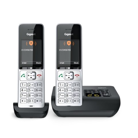 Telefon analogowy/DECT Gigaset COMFORT 500A duo Nazwa i identyfikacja dzwoniącego Czarny, Srebrny