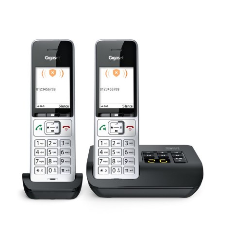Telefon analogowy/DECT Gigaset COMFORT 500A duo Nazwa i identyfikacja dzwoniącego Czarny, Srebrny