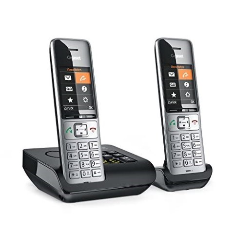 Telefon analogowy/DECT Gigaset COMFORT 500A duo Nazwa i identyfikacja dzwoniącego Czarny, Srebrny