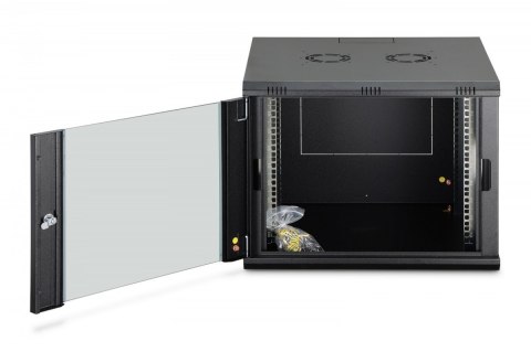 Digitus Szafa sieciowa wisząca Dynamic 19" 9U rack 474x600x600mm, drzwi szyba, czarna, niezłożona, 60kg