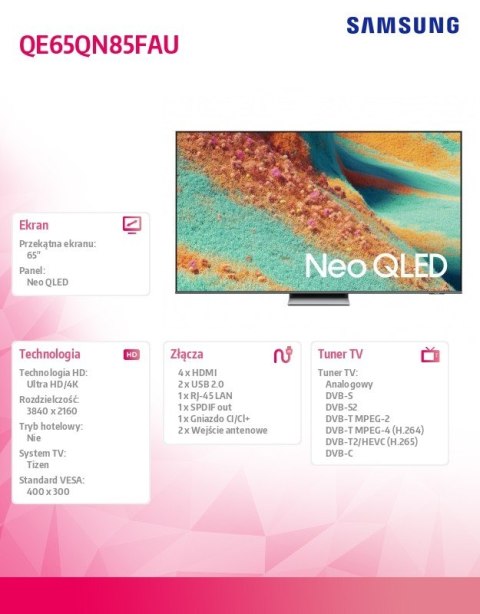 Samsung Telewizor Neo QLED 65 cali QE65QN85FAUXXH
