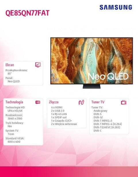 Samsung Telewizor Neo QLED 85 cali QE85QN77FATXXH