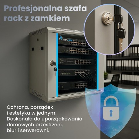 Extralink Szafa rack 6U 600x600 Szara montowana na ścianie