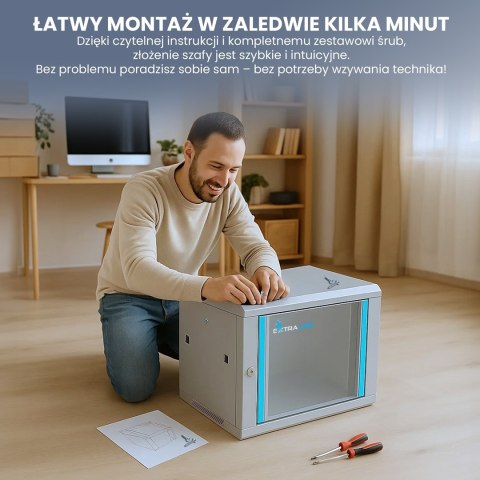 EXTRALINK SZAFA RACK WISZĄCA 9U 600X450 SZARA