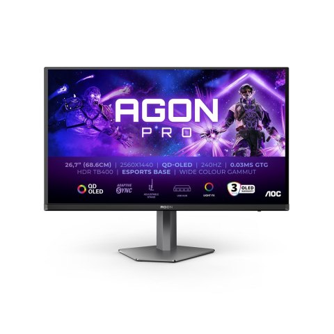 Monitor komputerowy AOC AGON PRO AG276QZD2 26.7" 2560 x 1440 px Quad HD QD-OLED Szary
