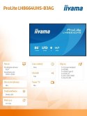 IIYAMA Monitor 86 cali LH8664UHS-B3AG 24/7,IPS,ANDROID 14,4K,2xHDMI,RJ45, 2xUSB,WiF,iUSB-C(DP-Alt),2x16W, iiSignage? (CMS), iiContro