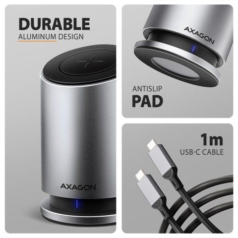 AXAGON HMC-WL9 Wieloportowy hub USB 9in1, 10Gbps, 3xUSB-A, 1xUSB-C, DP 8K/60Hz, HDMI 4K/60Hz, PD 100W, GLAN, 100cm USB-C kabel, wireles