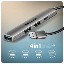 AXAGON HUE-STA HUB 4-portowy 1x USB-A 5Gbps, 2x USB2.0 + 1x USB-C 2.0, 12cm kabel USB-A