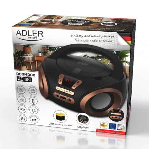Adler Radio Boombox CD MP3 AD1181 czarno-miedziany