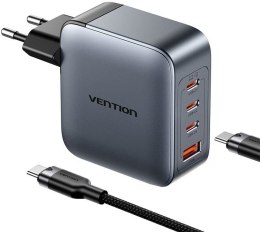 Ładowarka Vention 100W GaN 1x USB-A 3x USB-C + kabel USB-C do USB-C 1m