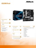 ASRock Płyta główna A520M Pro4 AM4 4DDR4 HDMI/DP/VGA M.2 mATX