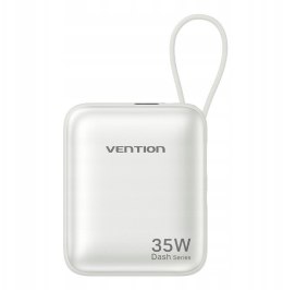 Powerbank Vention 10000mAh 35W PD z wbudowanym kablem USB-C beżowy