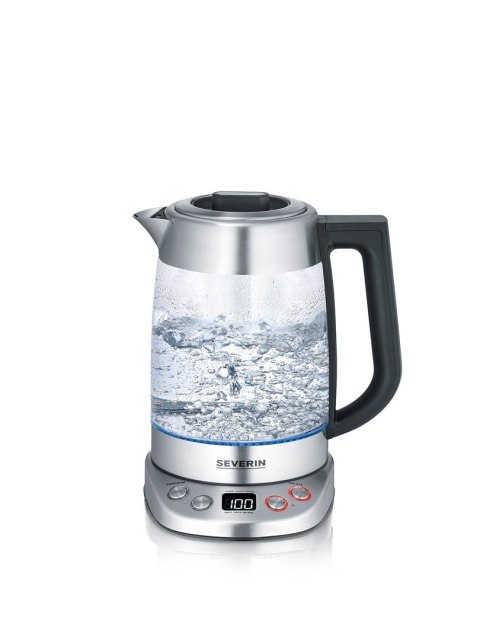 SEVERIN CZAJNIK ELEKTR. SZKŁO-STAL, REGULACJA TEMP. W PODST. AUTO. PROGRAMY, SITKO DO HERBATY, 1,7 L, MOC 3000W WK3480