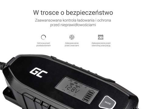 GREEN CELL ŁADOWARKA INTELIGENTNA PROSTOWNIK DO AGM/LIFEPO4/OŁOWIOWE ACAGM07 6-12V 4A (WYPRZEDAŻ)