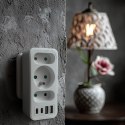 MACLEAN GNIAZDKO PRĄDOWE X3 + 4XUSB, ROZGAŁĘŹNIK Z 3 GNIAZDAMI, 2XUSB A, 2XUSB C PD 20W, 1X16A + 2X6A MCE248 F/W