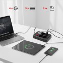 MACLEAN LISTWA ZASILAJĄCA, PRZEDŁUŻACZ 4 GNIAZDA + 3XUSB, 110-240V AC 50/60HZ, 2.1A MAX 2500W, 3M, CZARNA, MCE393 B