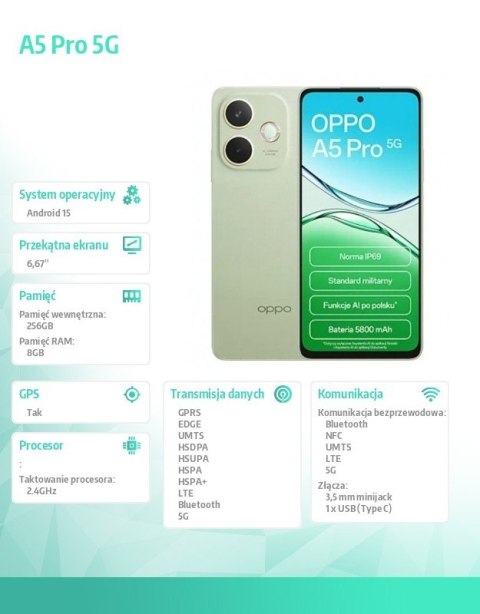 Oppo Smartfon A5 Pro 5G 8/256GB Zielony CPH2695