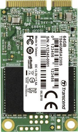 Dysk SSD TRANSCEND TS64GMSA230S (mSATA″ /64 GB )