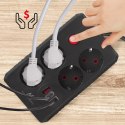 MACLEAN LISTWA ZASILAJĄCA, PRZEDŁUŻACZ 4 GNIAZDA + 3XUSB, 110-240V AC 50/60HZ, 2.1A MAX 2500W, 1,5M, CZARNA MCE392 B