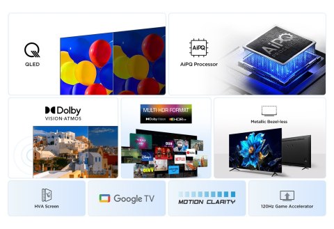 Televizor TCL 43" 43P7K QLED, Google TV Dolby Vision Dolby Atmos