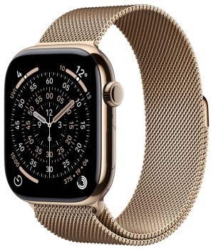 Apple Watch Series 11 GPS + Cellular 46mm Gold Titanium Case | Gold Milanese Loop - M/L