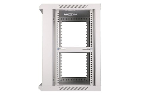 Extralink Szafka wisząca rack 12U 600x450 szara szklane drzwi