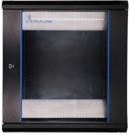 Szafka wisząca rack 12U 600x600 czarna szklane drzwi