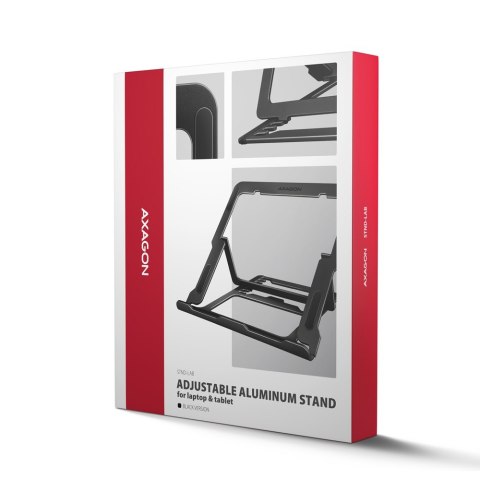 AXAGON STND-LAB Podstawa do laptopów aluminiowa 10-17,3 cala 8 regulowanych pozycji, Czarna