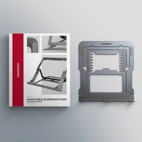 AXAGON STND-LAG Podstawa do laptopów aluminiowa 10-17,3 cala 8 regulowanych pozycji, Szara