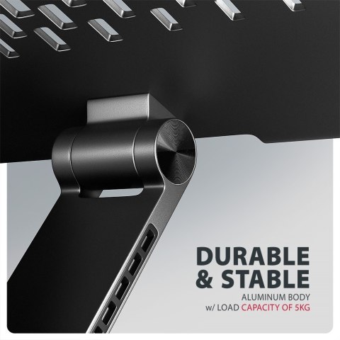 AXAGON STND-LRB Podstawa do laptopów aluminiowa 10-17,3 cala regulowana wysokość, obrotowa o 360 stopni, Czarna