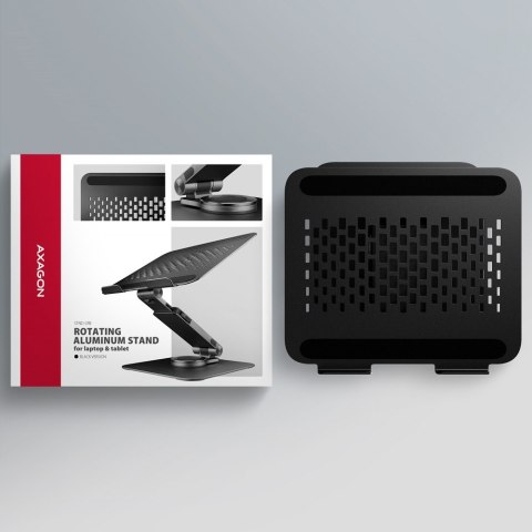 AXAGON STND-LRB Podstawa do laptopów aluminiowa 10-17,3 cala regulowana wysokość, obrotowa o 360 stopni, Czarna