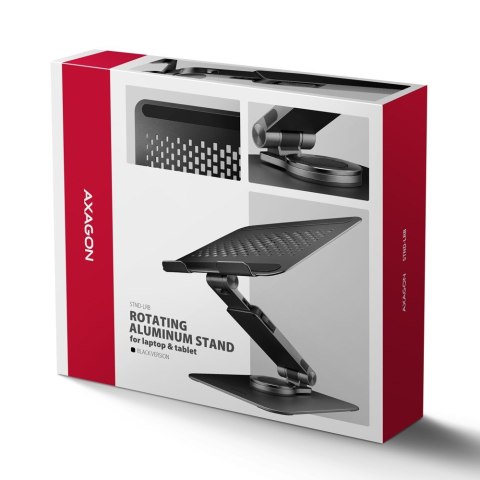 AXAGON STND-LRB Podstawa do laptopów aluminiowa 10-17,3 cala regulowana wysokość, obrotowa o 360 stopni, Czarna